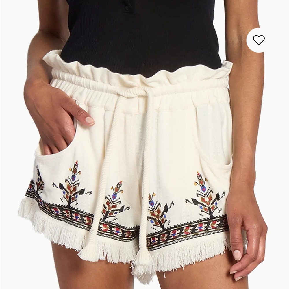 Isabel Marant Embroidered Cream Women's Shorts